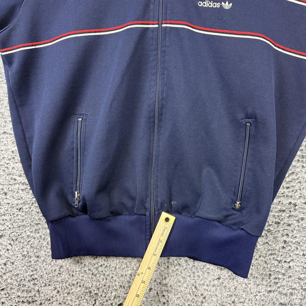 Vintage Adidas Jacket Mens XL Blue Stripe Track Full Zip Taiwan Trefoil 80s 90s - Picture 9 of 16